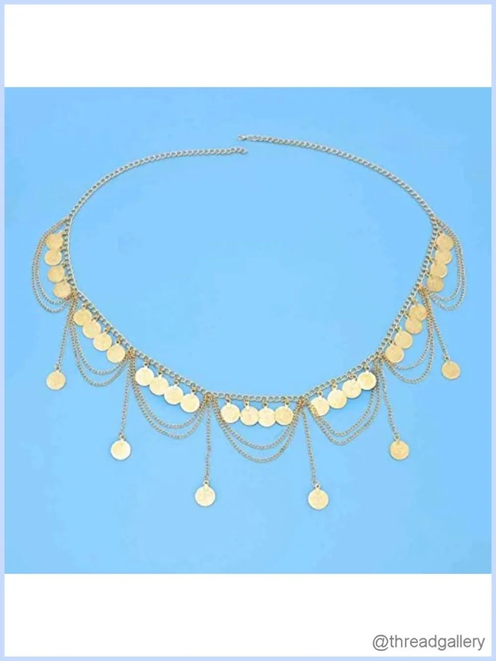 Caiyao Gold Silver Coin Pendant Waist Chain Tassel Layered Belt